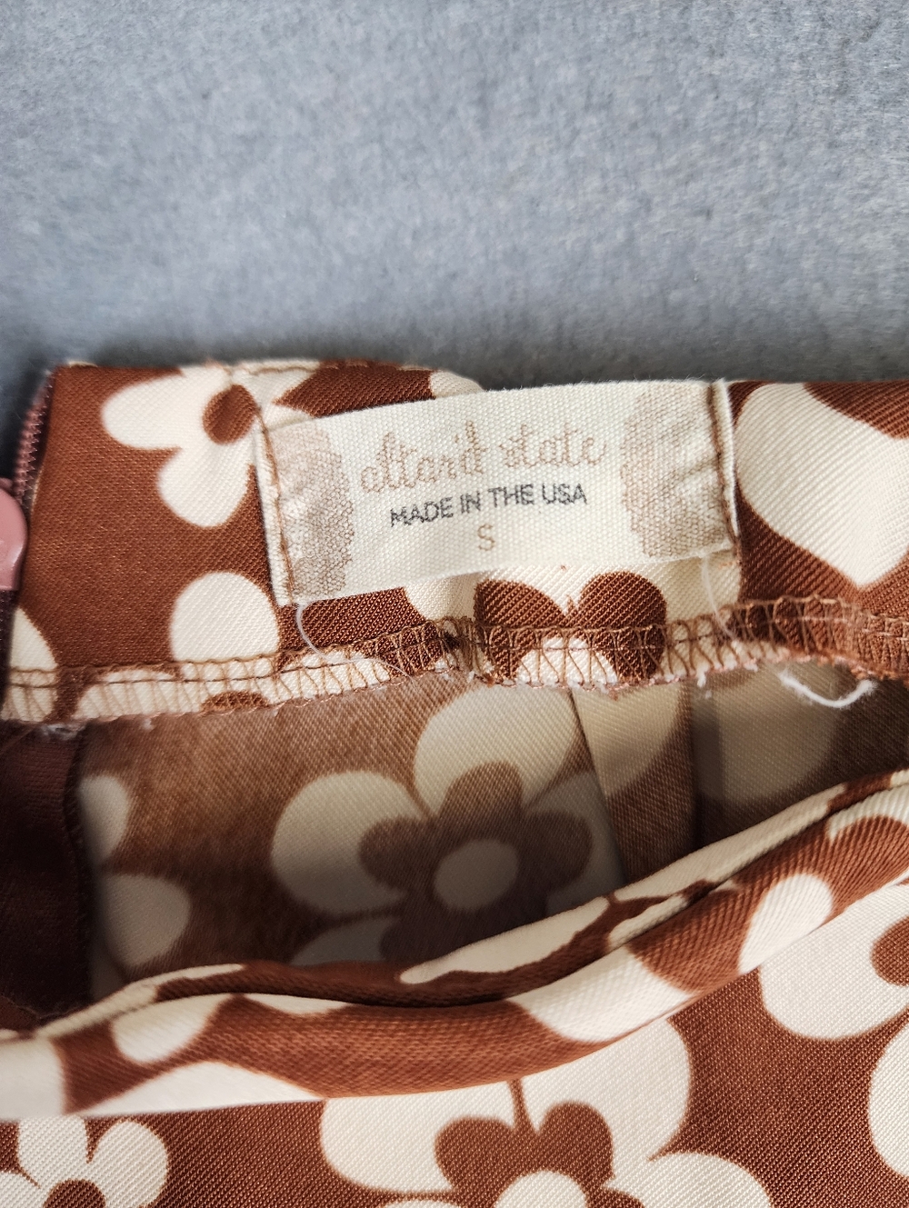 Altar'd State Brown & Cream Floral A-Line Mini Skirt Retro Style Small - Picture 3 of 10